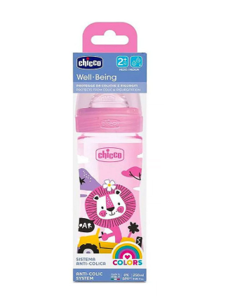 Chicco Well-being - Biberon coloré en polypropylène - 250ml (2m+) fille 1 Chicco Well-being - Biberon coloré en polypropylène - 250ml (2m+) fille