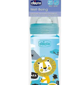 Chicco Well-being Biberon Plastique (polypropylene) Bleu - Debit Moyen 2m+ - 250ml