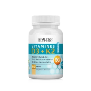 Bioherbs Vitamines D3+K2 2000 Ui 60 Gelules