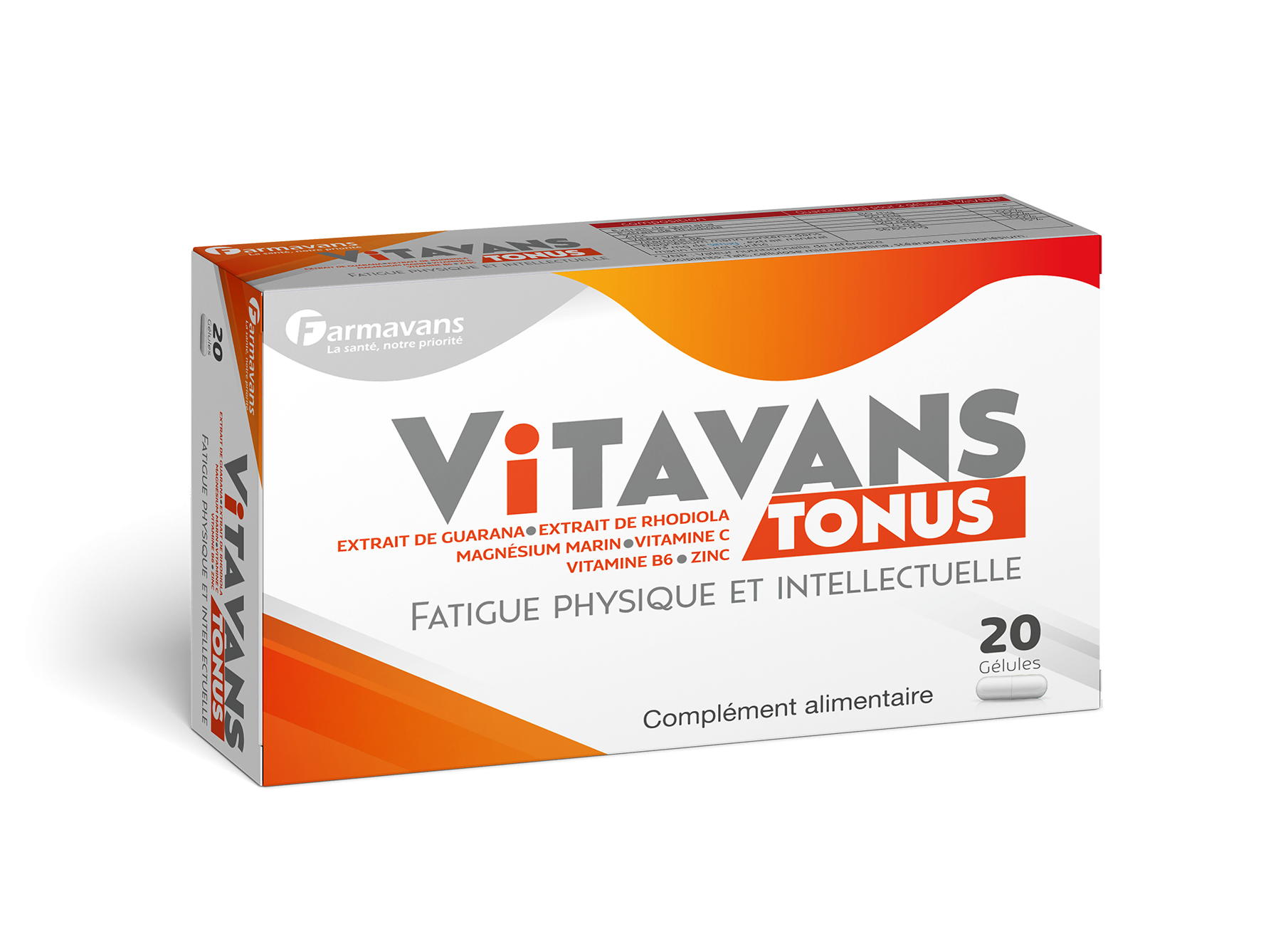 FARMAVANS Vitavans Tonus 20 Gelules 1 FARMAVANS Vitavans Tonus 20 Gelules